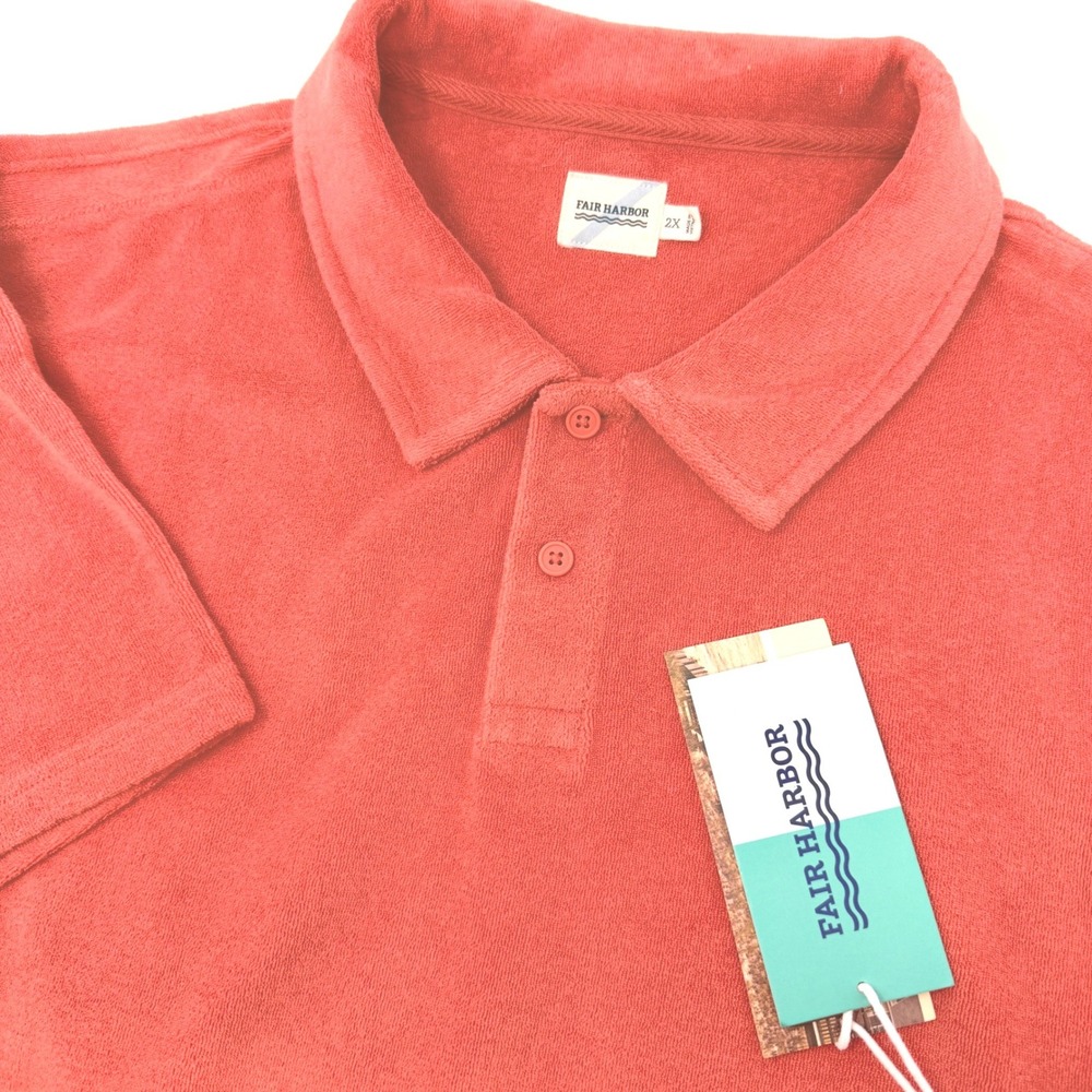 Fair‎ Harbor Ravello Terry Polo Spice Coral Mens 2X TPO14-628-2X NEW